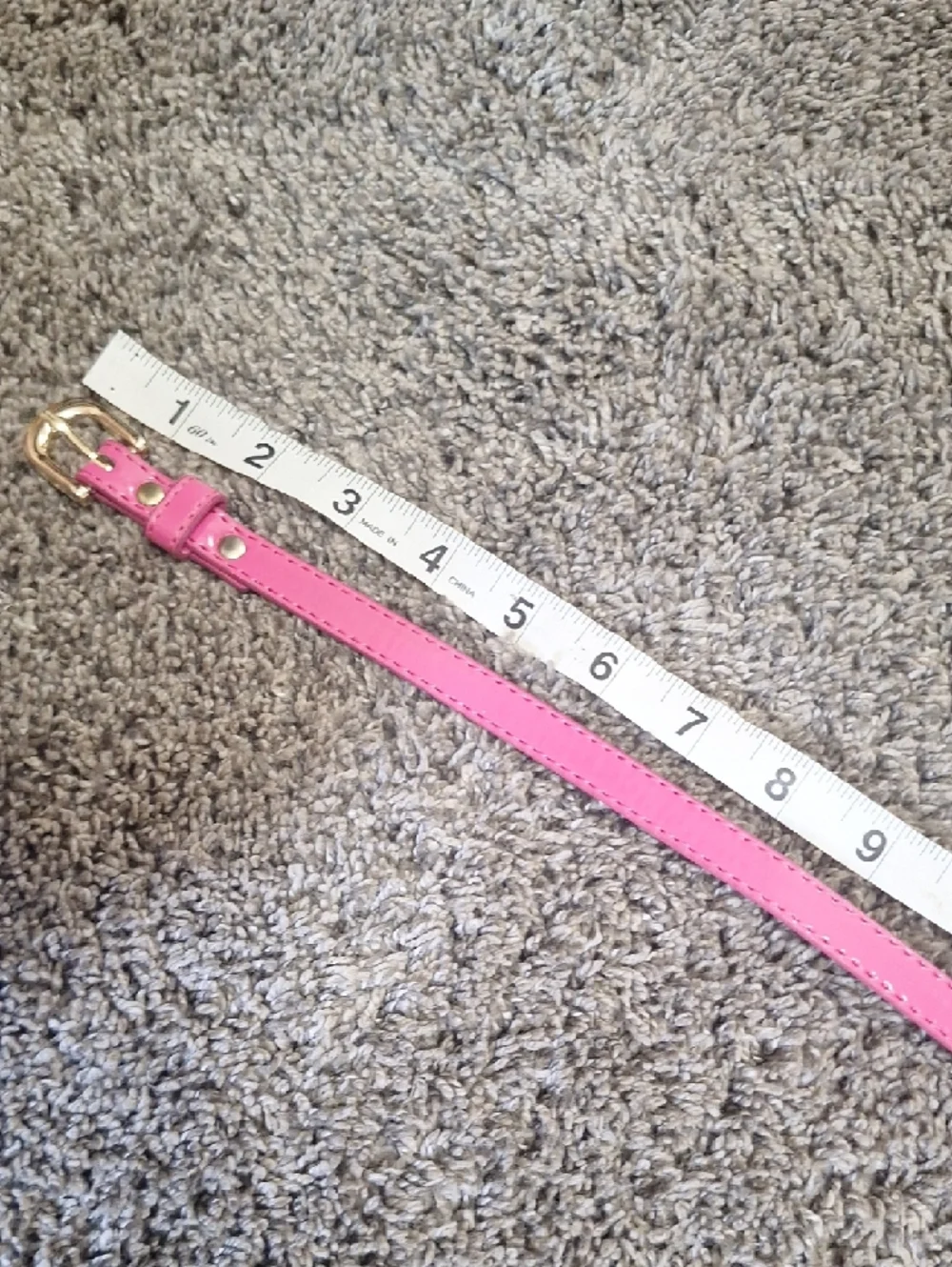 Slim Pink Leather-Style Women's Belt with Gold-Tone Buckle - 12